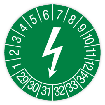 Prüfplakette, Elektrogerät, 2029 - 2034, in verschiedenen Ausführungen