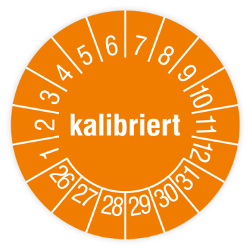 Prüfplakette, kalibriert, 2026, verschiedene Ausführungen