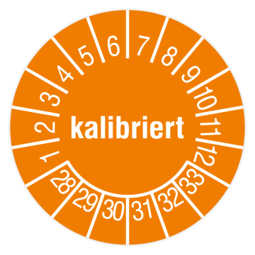 Prüfplakette, kalibriert, 2028 - 2033, verschiedene Ausführungen