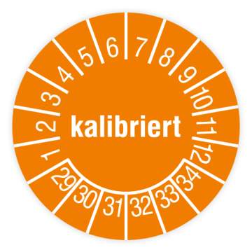Prüfplakette, kalibriert, 2029 - 2034, in verschiedenen Ausführungen