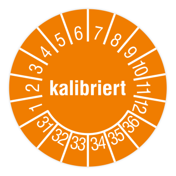 Prüfplakette, kalibriert, 2031 - 2036, Dokumentenfolie, Ø 15 mm