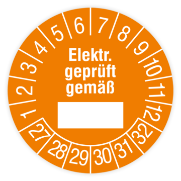 Prüfplakette, Elektrisch geprüft gemäß…,2027, verschiedene Ausführungen