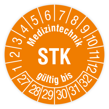 Prüfplakette, Medizintechnik STK gültig bis, 2027, verschiedene Ausführungen