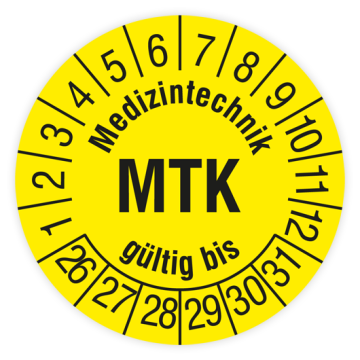 Prüfplakette, Medizintechnik MTK gültig bis, 2026, verschiedene Ausführungen