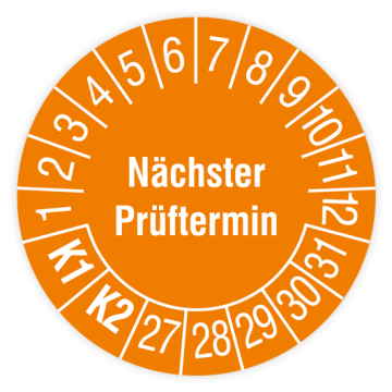 Prüfplakette, Nächster Prüftermin, K1/K2, 2027, verschiedene Ausführungen