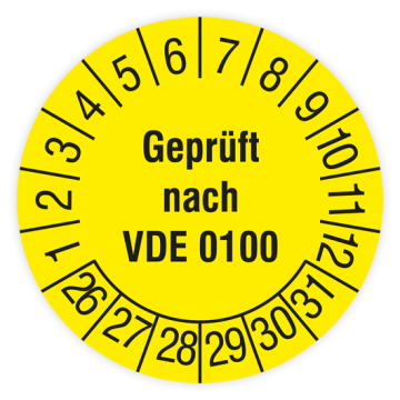 Prüfplakette, Geprüft nach VDE 0100, 2026, verschiedene Ausführungen