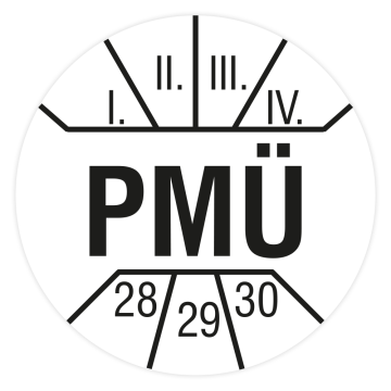 Prüfplakette, PMÜ, Jahr 2028 - 2030, verschiedene Ausführungen