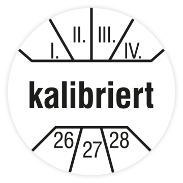 Prüfplakette, kalibriert, Jahr 2026, verschiedene Ausführungen