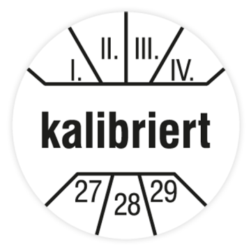 Prüfplakette, kalibriert, Jahr 2027, verschiedene Ausführungen