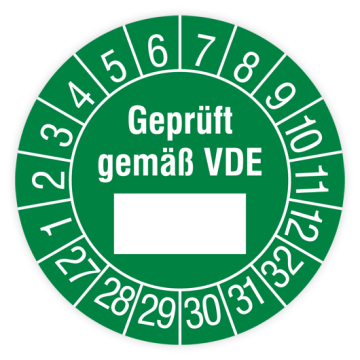 Prüfplakette, Geprüft gemäß VDE, 2027, verschiedene Ausführungen