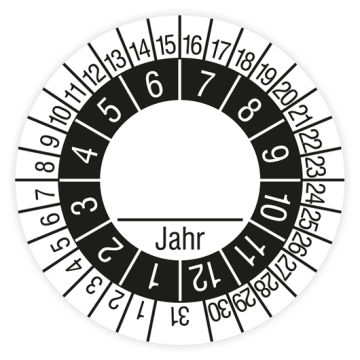 Prüfplakette, Tag - Monat - Jahr variabel, verschiedene Ausführungen