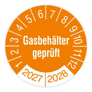 Prüfplakette, Gasbehälter geprüft, 2027, verschiedene Ausführungen
