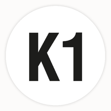 Prüfplakette "K1" für ortsveränderliche Betriebsmittel, Dokumentenfolie, Ø 15mm, Heft