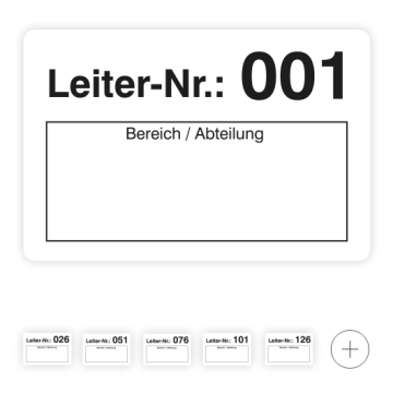 Leiter-Nummernaufkleber mit Beschriftungsfeld in verschiedenen Ausführungen