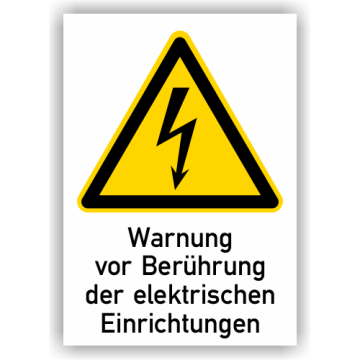 Warnschild, Warnung vor Berührung der elektrischen Einrichtungen, ISO 7010