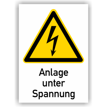 Warnschild, Anlage unter Spannung, ISO 7010
