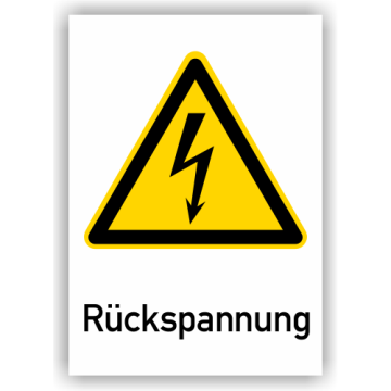 Warnschild, Rückspannung, ISO 7010