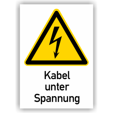 Warnschild, Kabel unter Spannung, ISO 7010