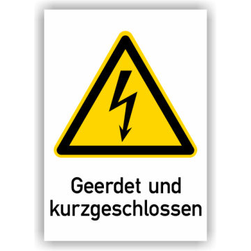 Warnschild, Geerdet und kurzgeschlossen, ISO 7010