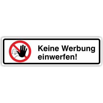 Hinweisschild, Keine Werbung einwerfen, Aufkleber, Folie, 100 x 28 mm, weiß