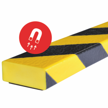 Knuffi® Magnetic, Flächenschutzprofil Typ D, magnetisch, gelb/schwarz, 1 m