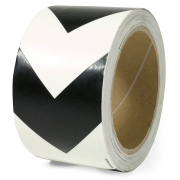Warnklebeband, Warnmarkierung auf Rolle - schwarz/weiß mit Richtungspfeil