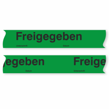PVC-Paketband - Freigegeben - Datum/Unterschrift - 50 mm x 66 m, grün / schwarz
