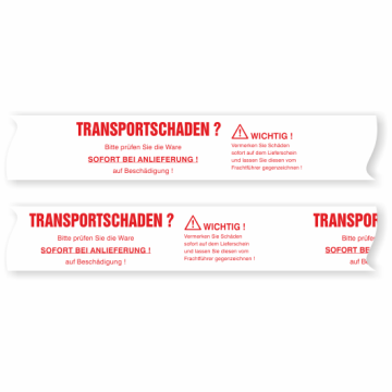 PVC-Paketband - Meldehinweis bei Transportschaden -, 50 mm x 66 m, weiß / rot