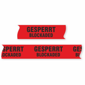PVC-Paketband - Gesperrt - Blockaded -, 50 mm x 66 m, rot / schwarz