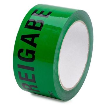 PP-Paketband - Freigabe - Prüfer - 50 mm x 66 m, grün / schwarz