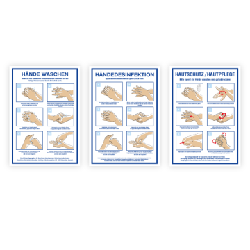 Sicherheitsaushang - Set, HÄNDEDESINFEKTION, HÄNDEWASCHEN, HAUTPFLEGE, Kunststoff, 210 x 297 mm