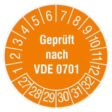 Prüfplakette, Geprüft nach VDE 0701, 2027, verschiedene Ausführungen