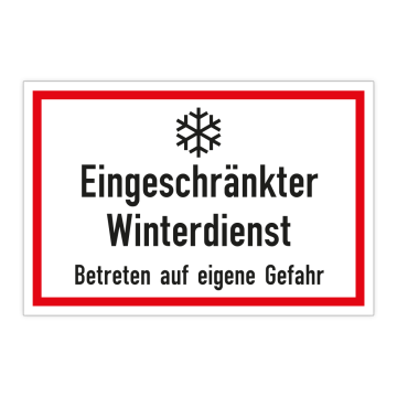Hinweisschild, Eingeschränkter Winterdienst, 300 x 200 mm, verschiedene Ausführungen