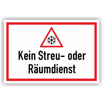 Hinweisschild, Kein Streu- oder Räumdienst, 300 x 200 mm, verschiedene Ausführungen