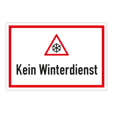 Hinweisschild, Kein Winterdienst, 300 x 200 mm, verschiedene Ausführungen