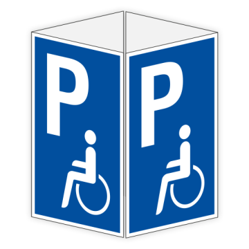 Parkplatzschild, Behindertenparkplatz, Würfel, Aluminium, 2 mm dick, 400 x 650 mm