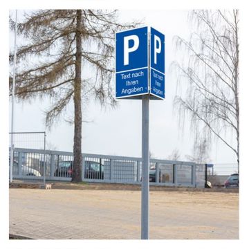 Parkplatzschild nach Kundenwunsch, Dreieck-Schild, Aluminium, 2 mm, 400 x 650 mm, dreiseitig