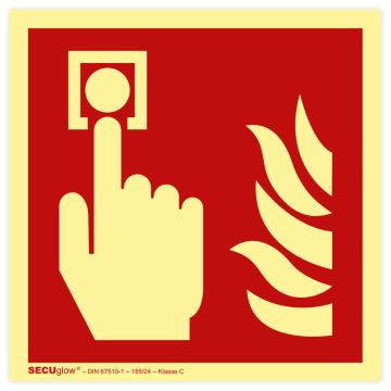 Brandschutzzeichen, Brandmelder, ISO 7010, langnachleuchtend SECUglow 185
