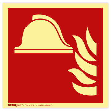 Brandschutzzeichen, Mittel und Geräte zur Brandbekämpfung, langnachl. SECUglow 185