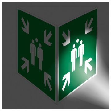 Sammelstelle-Schild, Prisma, dreiseitig, reflekt. ISO 7010, Aluminium, 2 mm dick, 400x400x400 mm