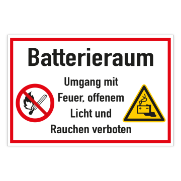 Hinweisschild, Batterieraum Aufkleber, Folie, 300 x 200 mm