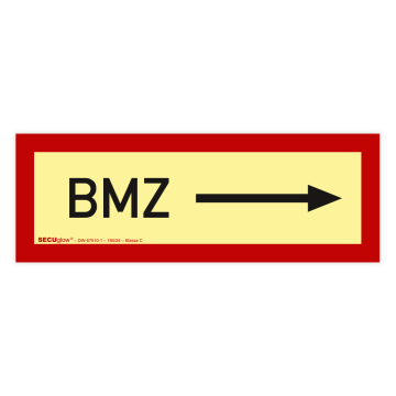 Feuerwehrzeichen, Brandmeldezentrale - BMZ rechts, SECUglow 185, Aufkleber, Folie, 297 x 105 mm