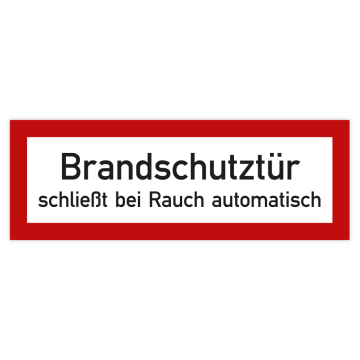 Feuerwehrzeichen, Brandschutztür schließt bei Rauch automatisch, Aufkleber, Folie, 210 x 74 mm