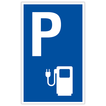 Parkplatzschild, Ladestation für Elektrofahrzeuge, mit Symbol, in blau oder grün, Aluminium 2 mm