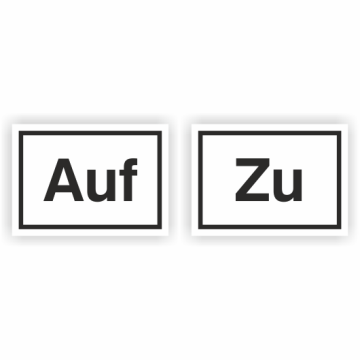 Lüftungsschild "Auf - Zu", Folie selbstklebend,