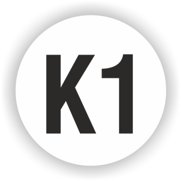 Betriebsmittelkennzeichen K1 - Etiketten, verschiedene Ausführungen