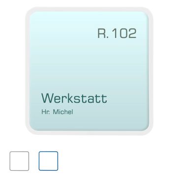 Türschild MAXI mit Montageplatte und Abdeckhaube aus Kunststoff, Rahmen, 150 x 150 mm