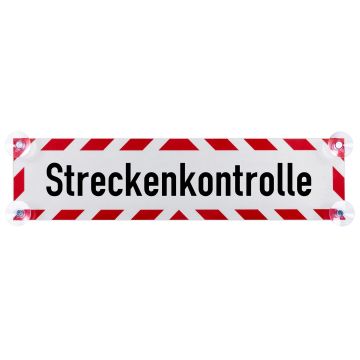 Hinweisschild mit Saugnäpfen, Streckenkontrolle, 500 x 120 mm
