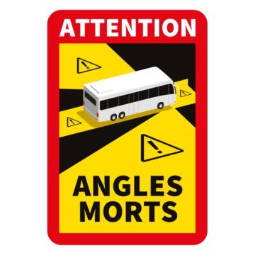 Angles Morts - Toter Winkel Aufkleber, für Busse und Wohnmobile, franz. Vorschrift, 170 x 250 mm