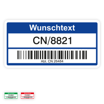 Inventaretiketten, individuell, 50,8 x 25,4 mm, Dokumentenfolie, verschiedene Farben